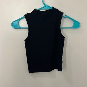 Black turtle neck crop top divided